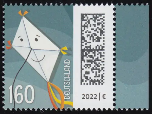 3647CII Welt der Briefe Briefdrachen 160 C. nassklebend aus Bogen, postfrisch **
