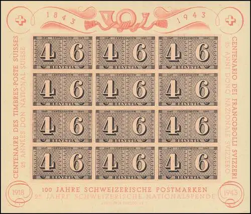Schweiz Block 9 Briefmarken und Nationalspende, postfrisch **