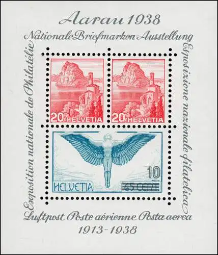 Schweiz Block 4 Ausstellung Aarau und Flugpost, postfrisch **