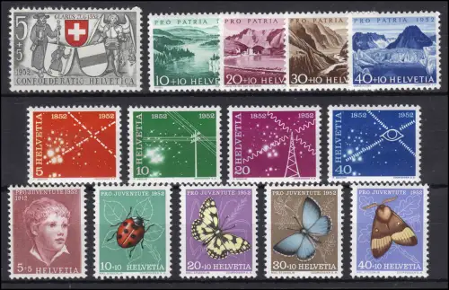 566-579 Schweiz-Jahrgang 1952 komplett, postfrisch **