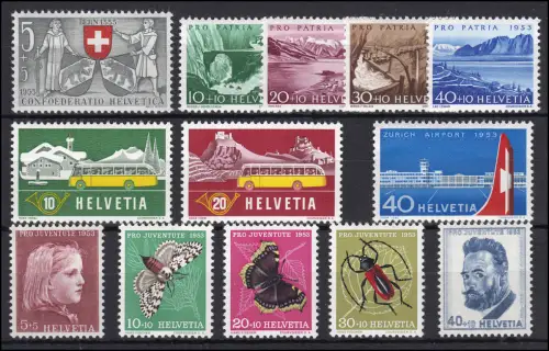 580-592 Schweiz-Jahrgang 1953 komplett, postfrisch **