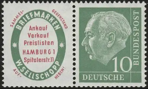 W4 Zusammendruck Heuss, postfrisch **