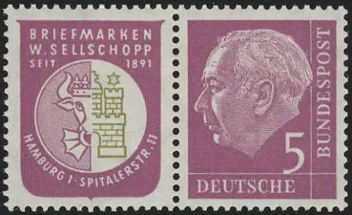 W8 Zusammendruck Heuss, postfrisch **