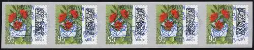 3903 Blumenbrief 95 Cent sk 5000er ENS 5er-Streifen UNGERADE Nummer EV-O Bonn
