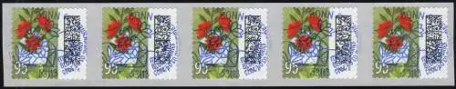 3903 Blumenbrief 95 Cent sk 500er ENS 5er-Streifen UNGERADE Nummer EV-O Bonn
