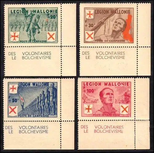 Belgien / Wallonische Legion I-IV Feldpost Legionäre 1942, Satz ** / *