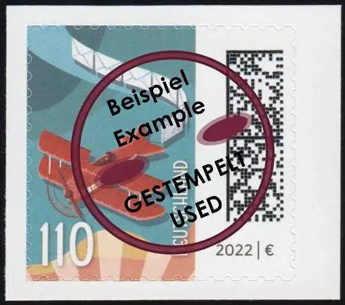 3883I Welt der Briefe 110 C. Luftpost, SELBSTKLEBEND aus FB 144I BSP,  O