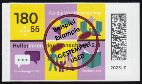 3891 Wohlfahrt 2025 Erziehungshilfe 180+55 Cent selbstkl. aus FB, gestempelt O