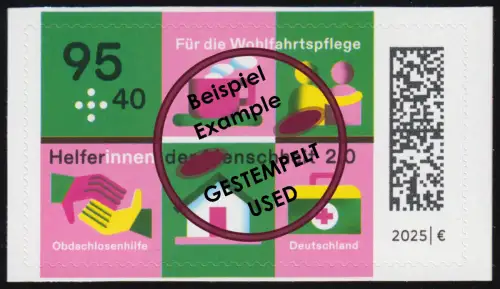 3890 Wohlfahrt 2025 Obdachlosenhilfe 95+40 Cent selbstkl. aus FB, gestempelt O