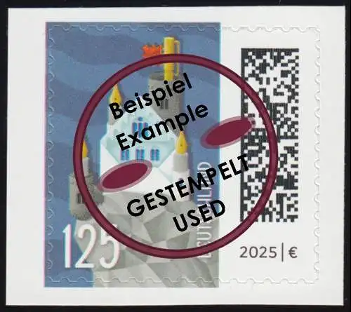 3896 Welt der Briefe 125 Cent Briefburg, SELBSTKLEBEND aus FB 148, gestempelt O