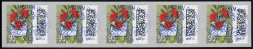 3903 Blumenbrief 95 Cent sk 100er ENS 5er-Streifen GERADE Nummer EV-O Bonn