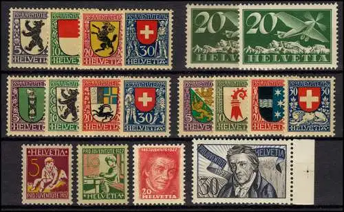 Schweiz 209 - 225 (inclusive 213 x und y) komplett, postfrisch **