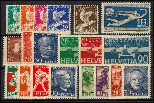 Schweiz 250 - 269 Jahrgang 1932-1933 komplett, postfrisch **