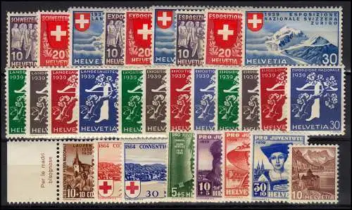 Schweiz 335 - 363 Jahrgang 1939 komplett, postfrisch **