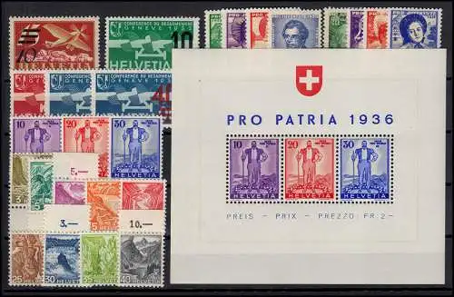 Schweiz 285 - 309 Jahrgang 1935 - 1936 komplett, postfrisch **