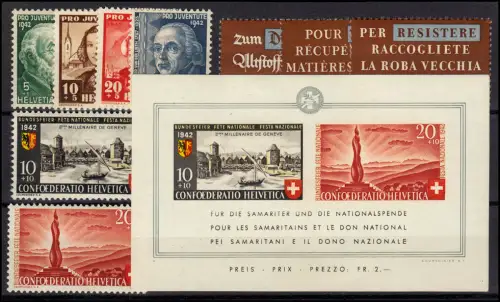 Schweiz 405-415 Jahrgang 1942 komplett, postfrisch **