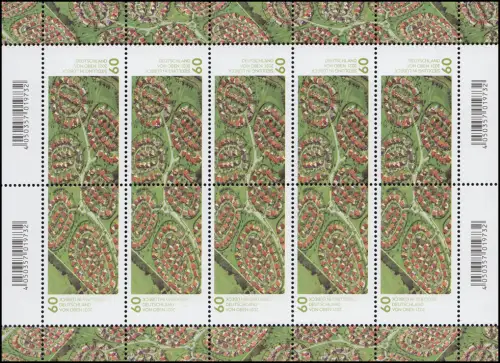 3580-3581 Lübeck von oben Zusammendruck - 10er-Bogen ** postfrisch