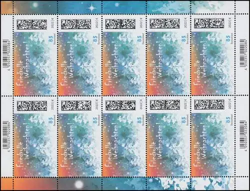 3728 Friedvolle Weihnachten - 10er-Bogen ** postfrisch