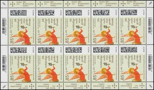 3724 Weihnachten: Verkündigung an die Hirten - 10er-Bogen ** postfrisch