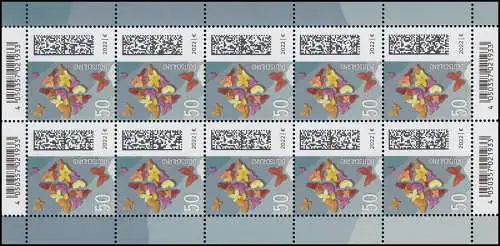 3714CII Welt der Briefe: Schmetterlingsbrief 50 Cent - 10er-Bogen ** postfrisch