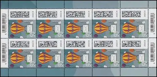 3705 Ballonpost 95 Cent - 10er-Bogen ** postfrisch
