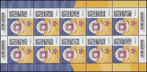 3702 Briefperle 32 Cent - 10er-Bogen ** postfrisch