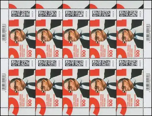 3700 Politiker Hans-Jürgen Wischnewski - 10er-Bogen ** postfrisch