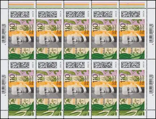 3699 Priester und Biologe Gregor Mendel - 10er-Bogen ** postfrisch
