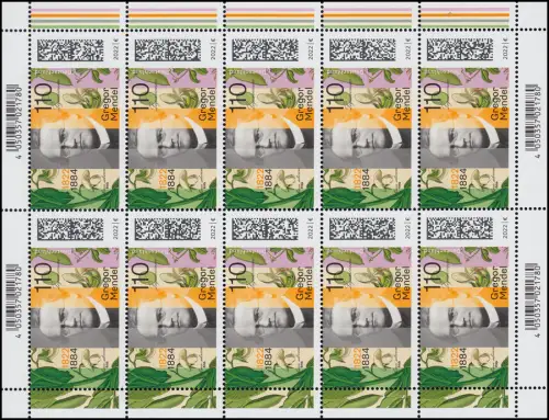 3699 Priester und Biologe Gregor Mendel - 10er-Bogen ** postfrisch