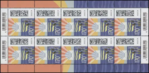 3695 Brief im Abendlicht 170 Cent - 10er-Bogen ** postfrisch