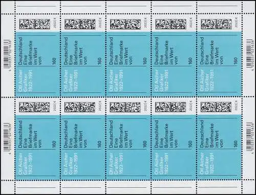 3688 Grafiker Otl Aicher - 10er-Bogen ** postfrisch