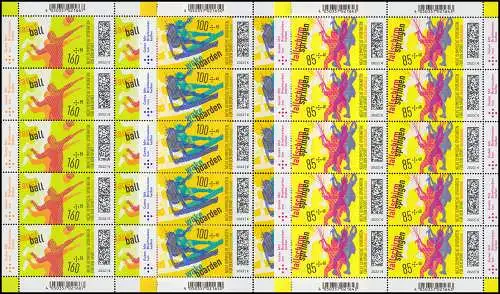 3684-3686 Sport: Fallschirmspringen Waken Faustball - Zehnerbogen-Satz **