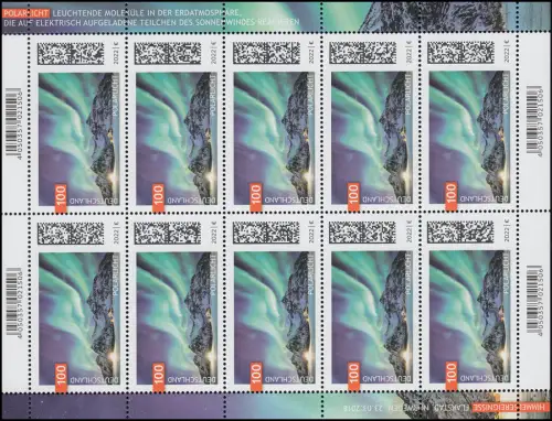 3680 Himmelsereignisse: Polarlicht - 10er-Bogen ** postfrisch