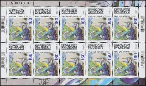 3667 Street Art: JEROO - Pfau und Kranich - 10er-Bogen ** postfrisch