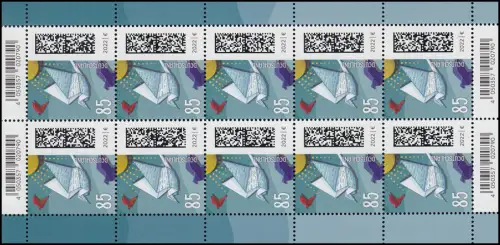 3645 Welt der Briefe: Brieftaube 85 Cent - 10er-Bogen ** postfrisch