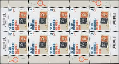 3623 Tag der Briefmarke 2021: Bordeaux-Brief - 10er-Bogen ** postfrisch