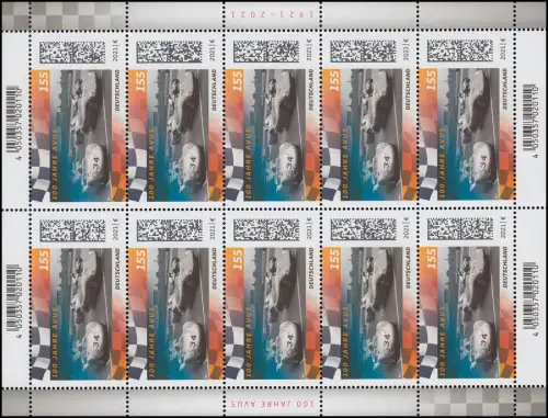 3616 Geburtstag 100 Jahre AVUS - 10er-Bogen ** postfrisch