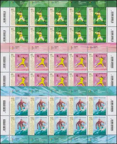 3602-3604 Sporthilfe Neue Olympische Sportarten 2021 - Zehnerbogen-Satz **