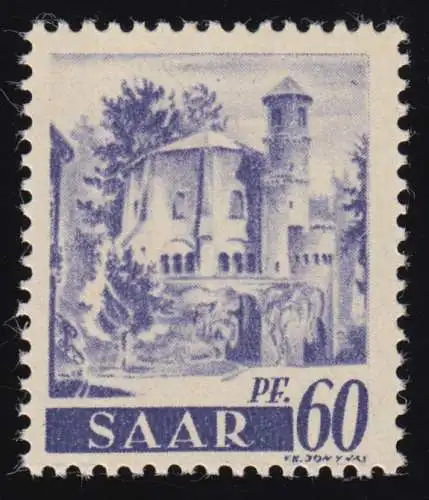 Saarland 221Z Freimarke 60 Pf., ohne Wasserzeichen, **