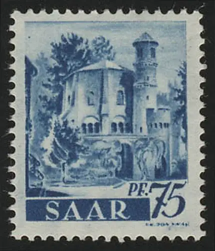 Saarland 222X Freimarke 75 Pf., Wasserzeichen fallende Linien, **