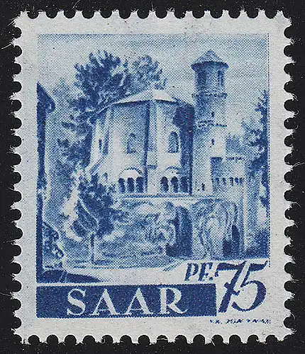 Saarland 222Y Freimarke 75 Pf., Wasserzeichen steigende Linien, **