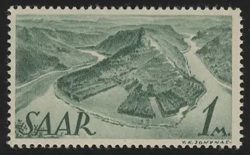 Saarland 225Z Freimarke 1 Mark, ohne Wasserzeichen, **