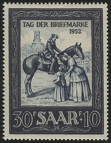 Saarland 316 Tag der Briefmarke / IMOSA 1952, postfrisch **