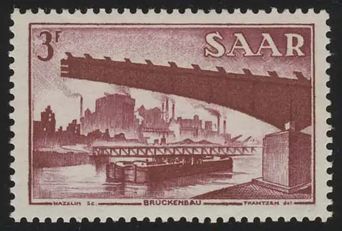 Saarland 321 Freimarke 3 Fr, postfrisch **