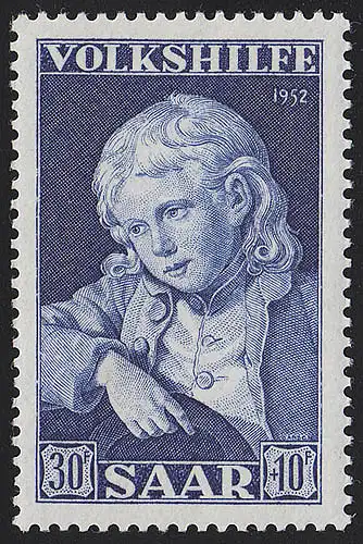 Saarland 340 Volkshilfe Gemälde 30 Fr von 1952, postfrisch **