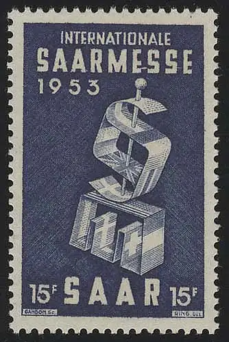 Saarland 341 Saarmesse Saarbrücken 1953, postfrisch **