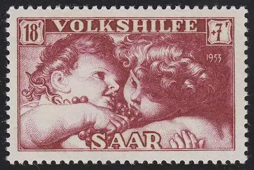 Saarland 345 Volkshilfe Gemälde 18 Fr 1953, postfrisch **