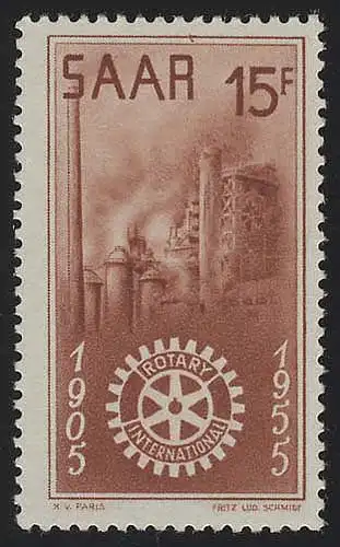 Saarland 358 Rotary-Club 1955, postfrisch **