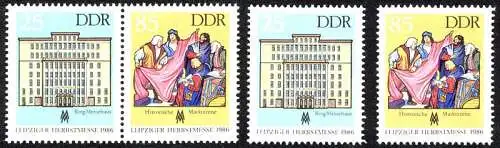 3038-3039 aus Block 85 Leipziger Messe 1986, 1 ZD und 2 Ezm, Set postfrisch **