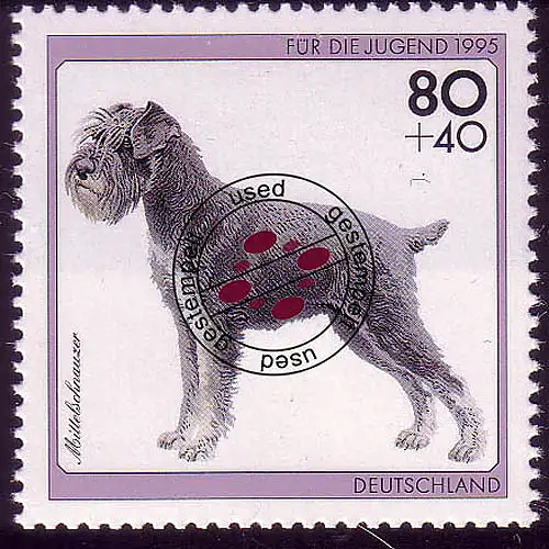 1798 Jugend Hunderassen 80+40 Pf Mittelschnautzer, gestempelt O
